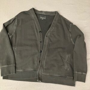 BIG & TALL, GREY, cotton cardigan sweater.  Business casual attire